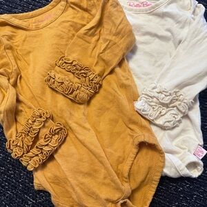 Set of Ruffle Butts Bodysuits in Mustard and Cream